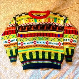 Colorful Patterned Unisex Knit Sweater